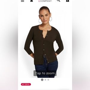 NY&C v-neck cardigan. Brown